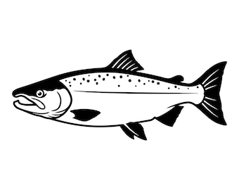 Design vettoriale del salmone, silhouette di salmone Chinook, clipart di salmone, file SVG del pesce salmone, uso commerciale, download digitale