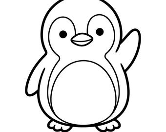 Pinguino che saluta con la mano SVG, clipart di pinguino, cucciolo di pinguino SVG, animale SVG, file vettoriale di pinguini, file di taglio. Download digitale, uso commerciale.