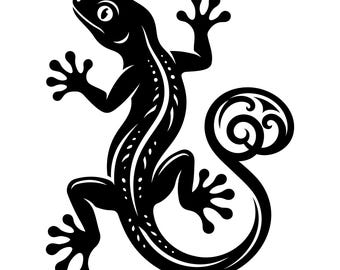 Gecko Lizard Svg, Gecko Silhouette Svg, Lizard Svg, Lizard Clipart, Cute Gecko Outline, Cartoon Lizard Vector, Digital Download