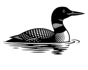 Simple Loon Bird Svg, Lake Life Cut File, Lake Life Loon Clpaert, Wildlife Clipart, Lake Bird Vector, Digital Download