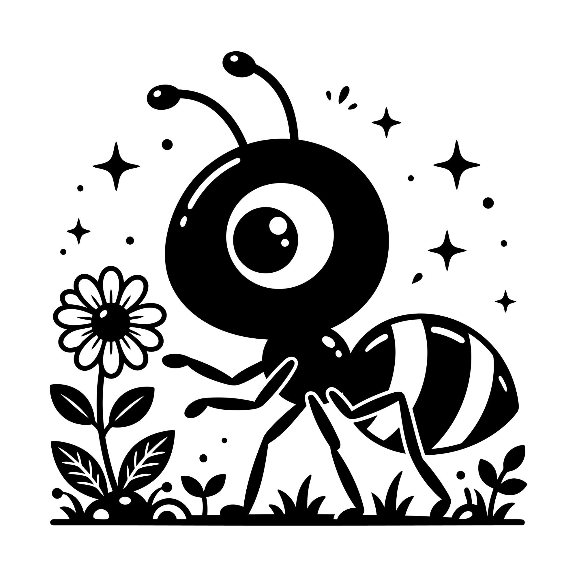 Floral Ant Svg, Ant Wall Decor, Insect Svg, Ant With Flower Svg, Ant ...