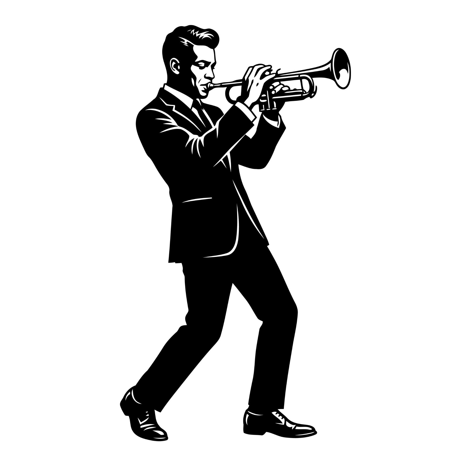 Trumpet Player Svg, Trumpet Player Silhouette Svg, Jazz Band Vector Cut ...