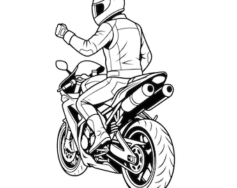 Motociclista sportivo SVG, clipart da corsa, ragazzo motociclista SVG, clipart moto sportiva, pilota SVG, uso commerciale, download digitale