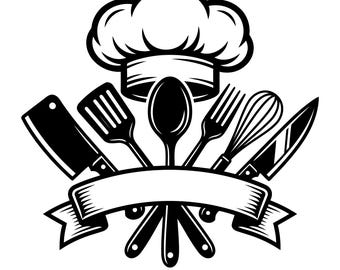 Icona Chef SVG, Icona Ristorante SVG, Cucina SVG, Clipart Chef, File di taglio, File vettoriale per taglio, Uso commerciale, Download immediato