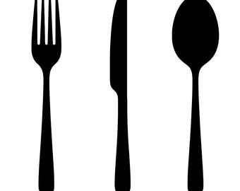 Posate SVG, ClipArt di cucchiaio e forchetta, Posate SVG, Utensili SVG, Icona Ristorante File Vettoriale, Vettore di Taglio, Download Digitale