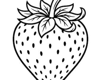 Fragola Ciondolo SVG, Simpatica clipart di bacche con viso, File di taglio frutta audace per Cricut Fragola Line Art SVG, Uso commerciale