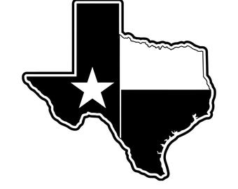 Mappa dello Stato del Texas con bandiera in formato SVG, file di taglio del Texas, file vettoriali degli Stati Uniti d'America, download digitale, utilizzo commerciale.
