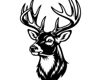 Cervo maschio dalla coda bianca SVG, Caccia alla fauna selvatica SVG, Cervo maschio dalla coda bianca vettoriale, Clipart di cervo, Vettore Cricut, File di taglio, Download digitale