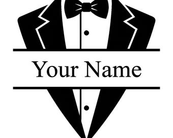 File SVG per monogramma di smoking, file di taglio per smoking, file Cricut per abito formale, file SVG per abito e cravatta, download immediato, uso commerciale