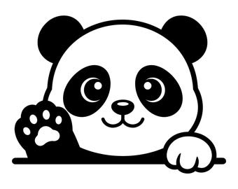 Faccia di panda SVG, Faccia di panda semplice e carina vettoriale, Clipart di panda carino, File di taglio clipart per Cricut, Download immediato, Uso commerciale