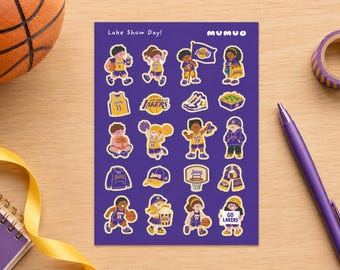 Stickervel Lakers Los Angeles | Leuke basketbalfanstickers | Lake Show Day paars gouden plannerstickers | NBA-gamedag | MUMU