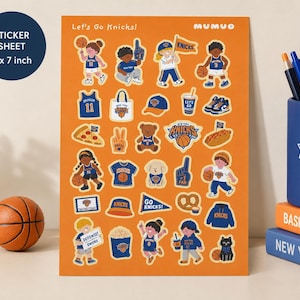 Knicks New York-fanklistermärken | Basketälskarklistermärken | Söta basketbarn | Sportplanerare | MUMUO
