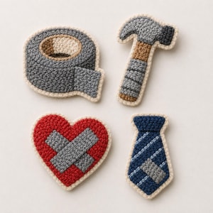 Punch Needle Brosche Set mit Vier Handgefertigten Textil Pins