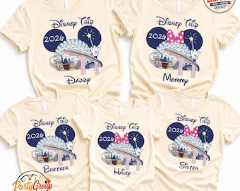 Camiseta personalizada para viaje familiar a Disney, camiseta para viaje a Disney 2026, camiseta de Minnie y Mickey, camiseta a juego para vacaciones familiares en Disney, camisetas de Disneyland,