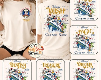 Camisetas personalizadas para cruceros Disney 2026, camiseta de Mickey y sus amigos para cruceros, camiseta para viajes en crucero Disney, camiseta de Disney Wish Dream Magic Wonder Fantasy
