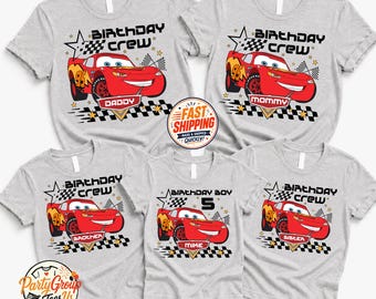 Camiseta de cumpleaños de Custom Cars, camiseta de cumpleaños de Lightning McQueen para niño, camiseta de Pixar Pit Crew, camiseta de viaje de cumpleaños familiar, camiseta de cumpleaños de WDW