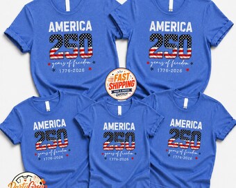 Camiseta de 250 años de libertad, camiseta de aniversario de EE. UU., camiseta de la libertad, camiseta del 4 de julio conmemorativa del 250 aniversario estadounidense, camiseta a juego para la familia del 4 de julio.