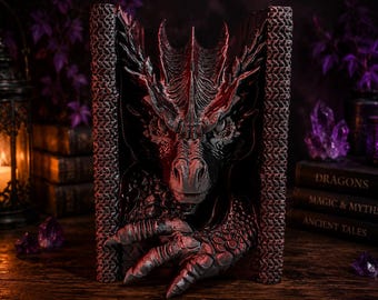 Rzeźba smoka drukowana w 3D | Dekoracja ozdobna Dark Academia Fantasy