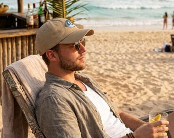Evil Eye Embroidered Dad Hat | Coastal Cap | Unstructured Cotton Hat | Beach & Boating | Static Swell — The Watchman