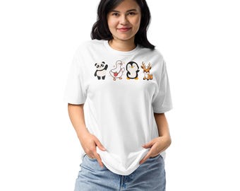 cuteanımal,t-shırtwoman,deer,panda,duck