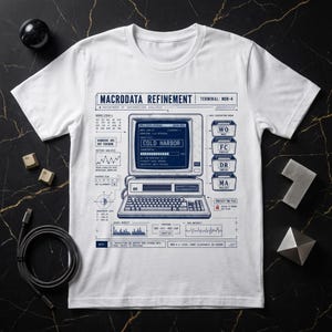 Severance Retro Computer Terminal T-shirt | Hacker Esthetiek | Vintage Blauwdruk Print | Sci Fi Fan Cadeau