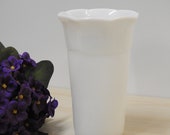Crinoline Flower Vase - Vintage Hazel Atlas 6 quot Milk Glass Ruffle Vintage Wedding Decor Centerpiece Mid Century Modern Retro Kitchen