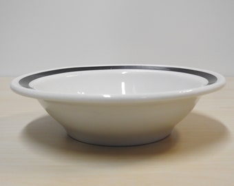 VTG Mayer China Bowl ~ Restaurant Ware Heavy 6.5" Bowl White w/ Black Band Stripe / Mid Century Retro Kitchen