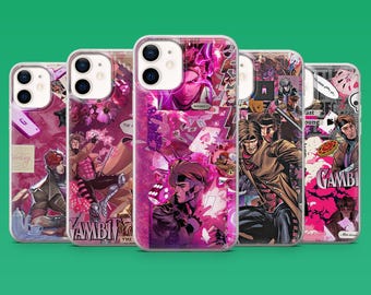 Gambit Phone Case X Men Marvel Superhero Cover for iPhone 17Pro, 16, 15, 14, 13, 12, Samsung S26, S25, S24, S23Fe, A16, A56, Pixel 10, 9Pro