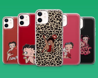 Betty Boop Telefoonhoesje Retro Cartoon Girly Cover voor iPhone 17Pro, 16, 15, 14, 13, 12, Samsung S26, S25, S24, S23Fe, A16, A56, Pixel 10, 9Pro