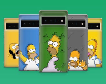 Homer Simpson-telefoonhoesje grappige cartoon hoes voor Google Pixel 10, 10Pro, 9, 9Pro, 8A, 8, 7A, 6A, Samsung S26, S25, S24Fe, A16, iPhone 16, 15