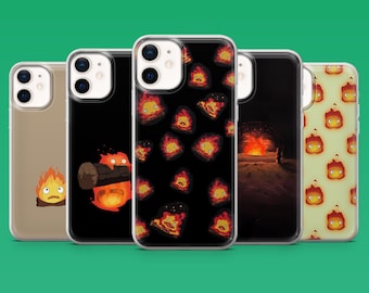Calcifer Phone Case Howl Moving Castle Cover for iPhone 17Pro, 16, 15, 14, 13, 12, Samsung S26, S25, S24, S23Fe, A16, A56, Pixel 10, 9Pro