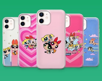 Powerpuff Girls-telefoonhoesje Girly Cartoon Cover voor iPhone 17Pro, 16, 15, 14, 13, 12, Samsung S26, S25, S24, S23Fe, A16, A56, Pixel 10, 9Pro