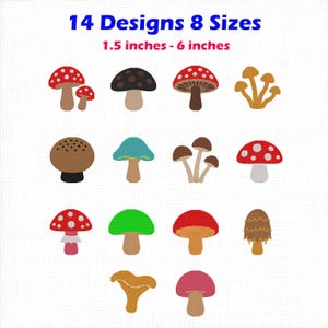 Mushroom Embroidery Design Bundle, Cute Mushroom Embroidery Files, Cottage core Forest Mushroom Machine Embroidery, Instant download.