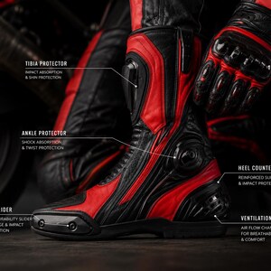 Rot Schwarz MotoGP Racing Boots & Handschuhe Set. TPU-Schutz | Benutzerdefinierte Größen S-4XL | ARJ PERSONALISIEREN Bild 6