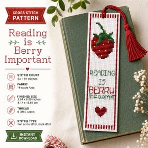 Berry bookmark Cross stitch pattern PDF