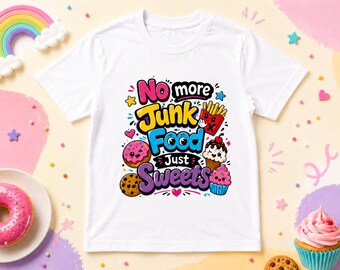 Maglietta per bambini in cotone pesante™: niente più cibo spazzatura, solo dolci.