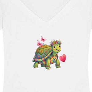 Turtle hippie, Tencel Slim Fit V-Neck T-Shirt image 1
