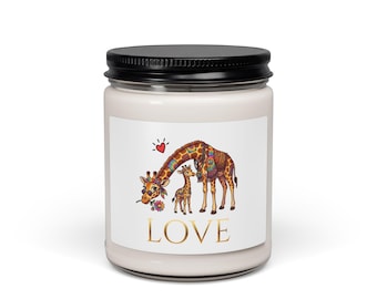 Giraffe Mama and Baby LOVE Candle, Soy Candle | 9oz Jar
