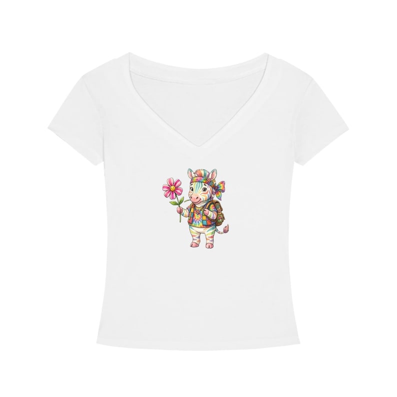 Zebra Hippie Tee, Tencel Slim Fit V-Neck T-Shirt image 1