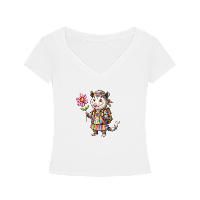 Hippie Opossum, Tencel Slim Fit V-Neck T-Shirt image 1