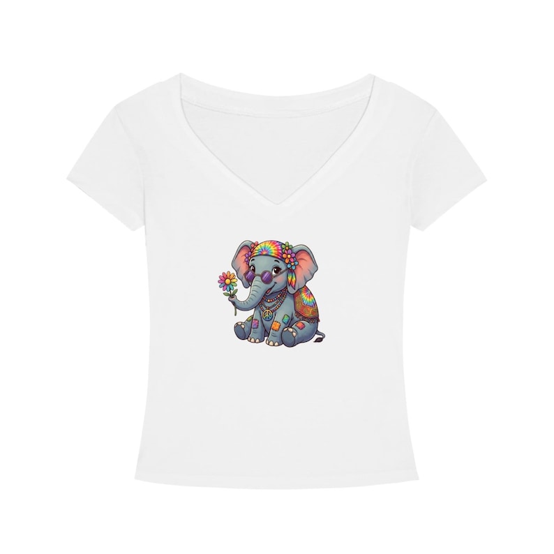 Hippie Elephant Tee,Tencel Slim Fit V-Neck T-Shirt image 1