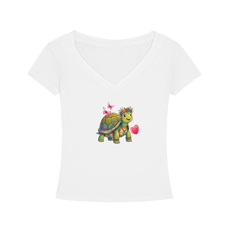 Turtle hippie, Tencel Slim Fit V-Neck T-Shirt image 1
