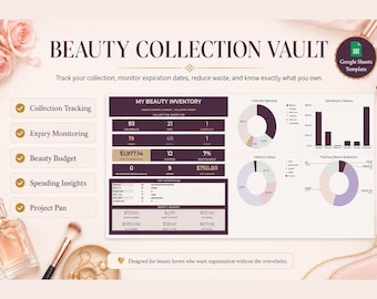 Beauty Inventory Tracker | Makeup Skincare Expiration Date Tracker | PAO Cosmetics Collection Organizer | Project Pan Spreadsheet