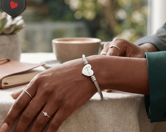 Pulseira com Coração Gravado Personalizado | Aço Inoxidável, Opção Dourada