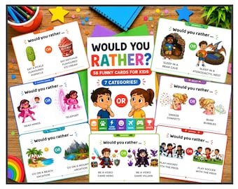 Would You Rather Questions for Kids Game | 56 Funny Conversation Cards (Digital Download)