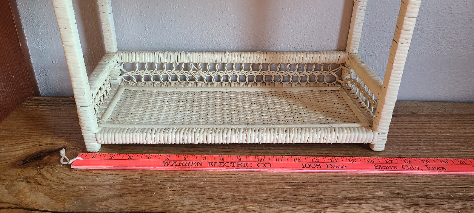 Wicker Standing Shelf, Wicker Storage Shelf, White Wicker Wall Shelf