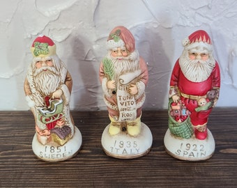 Set of 3 Vintage Old World Santas, Hand Painted Bisque Santa, Home decor, Christmas Decor, Holiday Decor, Country Santa