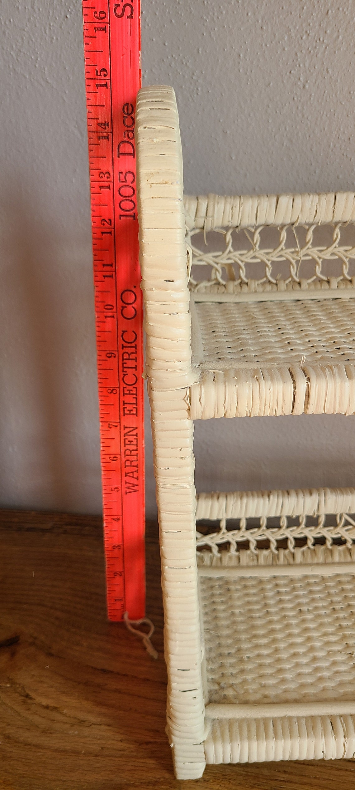 Wicker Standing Shelf, Wicker Storage Shelf, White Wicker Wall Shelf