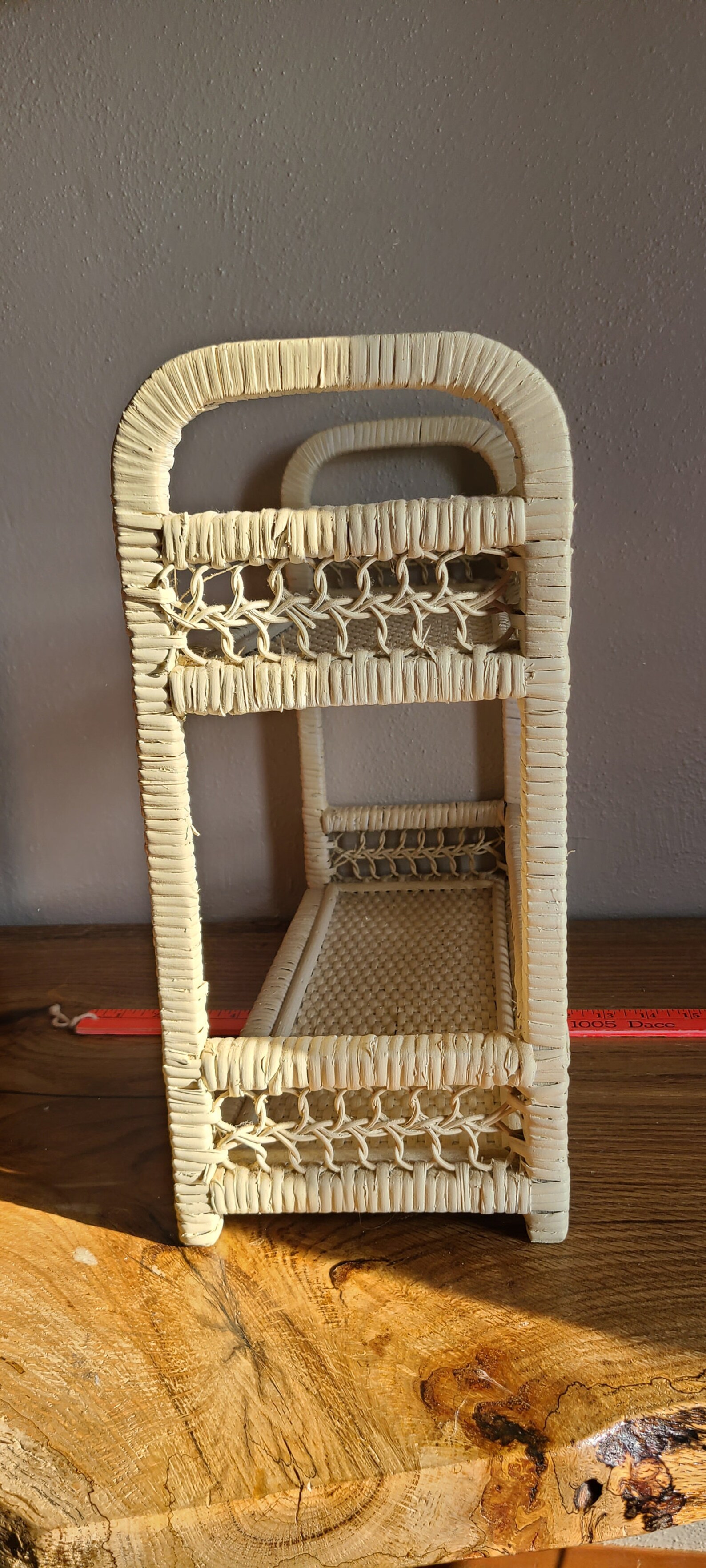 Wicker Standing Shelf, Wicker Storage Shelf, White Wicker Wall Shelf