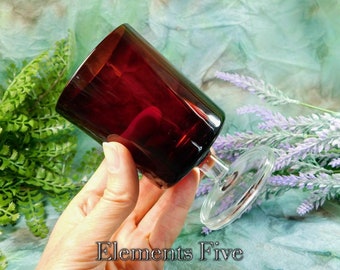 Little Red Glass Chalice With Clear Stem, Vintage Small Ruby Red Chalice With Smooth Finish, Small Blood Red Glass Wine Goblet, Red Chalice